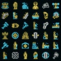 Chiropractor icons set vector neon