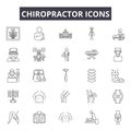 Chiropractor line icons for web and mobile design. Editable stroke signs. Chiropractor outline concept illustrations