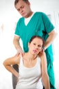 Chiropractor massage the female patient spine and back Royalty Free Stock Photo