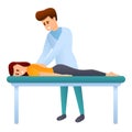 Chiropractor massage treatment icon, cartoon style