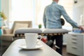 chiropractor in office, coffee cup on adjustment table Royalty Free Stock Photo