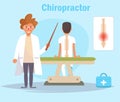 Chiropractor Vector. Cartoon. Isolated art on blue background.