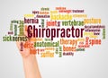 Chiropractor word cloud and hand with marker concept Royalty Free Stock Photo