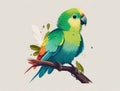 A chirpy parrot tweeting out of its colorful beak. Cute creature. AI generation