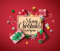 Chirstmas greeting vector template. Merry christmas everyone greeting text in orange empty frame.