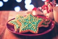 Chirstmas snow flake cookies for christmast night snack Royalty Free Stock Photo