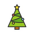 Chirstmas tree vector, Christmas related filled style icon, edit