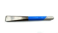 Chisel hand tool closeup isolated on white background, Heavily used stone chisel or masonry chisel