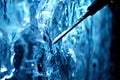 Chisel and ice sculpture Royalty Free Stock Photo