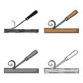 Chisel icon in cartoon style isolated on white background. Sawmill and timber symbol stock vector illustration.