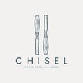 chisel line art vector logo illustration template design