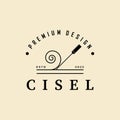 chisel vintage logo vector symbol for woodwork carpentry illustration design Royalty Free Stock Photo