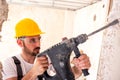 Chiseling of a concrete wall Royalty Free Stock Photo