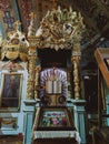 Chisinau, Moldova - April, 2023: Ciuflea or Sf Teodor Tiron Monastery, interior view, church altar