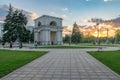 CHISINAU, MOLDOVA - APRIL 19, 2018: The Triumphal Arch in Chisinau, Republic of Moldova