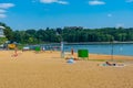 Chisinau, Moldova, August 23, 2023: Beach at Valea Morilor park Royalty Free Stock Photo
