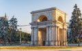 CHISINAU, MOLDOVA - august 20, 2022: Triumphal Arch sunset beautiful light monument national square Victory European Capital