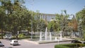 Water fountains in front of Teatrul National de Opera si Balet Maria Biesu