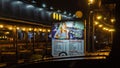 Restaurant banner menu at night in Chisinau, Moldova