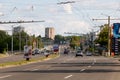 Chisinau, Moldova - July 14, 2019. Landscape. Traffic on the road in town