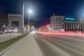 Night view on Stefan cel Mare si Sfant Boulevard. Street in city center of Chisinau