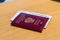 Polish biometric passport with ticket for fly