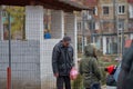 Chisinau, Moldova, Novembe 12, 2018, N. Dimo street 7 2, Private security blocked access to illegal construction, people are