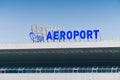Chisinau, Republic of Moldova - 2021: The logo of Chisinau International Airport