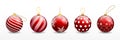 Set of realistic red christmas ball hanging isolated or various color christmas ball decorative element or luxury balls Royalty Free Stock Photo