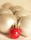 Chistmas balls red and silver Royalty Free Stock Photo