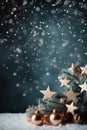 Chistmas ornaments on blur background with copy space for text, vertical,Invitation card template, AI generated, generative AI