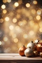 Chistmas ornaments over blur background with copy space for text, Invitation card template, AI generated, generative AI
