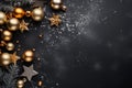 Chistmas ornaments on wooden background with copy space for text, Invitation card template, AI generated, generative AI