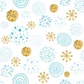 Vector Christmas seamless pattern glitter sbowflakes abstract ornament blue winter circle elements Snowy wallpaper