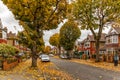 Chiswick suburb street in autumn, London Royalty Free Stock Photo