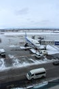 Chitose airport on a snowy day Sapporo