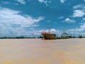 Chittagong Karnaphuli river, large ships crowded the banks due to bad weather 3 Royalty Free Stock Photo