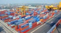 Inside of chittagong port yard and container handling from ship. Container yard, key grantee crane and mother vessels