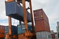 Inside of chittagong port yard and container handling from ship.loading unloading photographs.