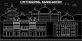 Chittagong silhouette skyline. Bangladesh - Chittagong vector city, bangladeshi linear architecture, buildings