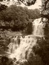 Chittenango Falls side view with sepia filter