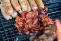 Chitterlings on grill, Thailand