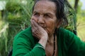 Chitwan Nepal ,04 April  2020:Old Nepali woman posing for a camera from Chitwan Nepal. Royalty Free Stock Photo