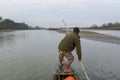 Tourists on a canoe safari at Chitwan national park on Nepal Royalty Free Stock Photo