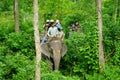 CHITWAN,NP-CIRCA AUGUST 2012 - tourists doing safari on elephant