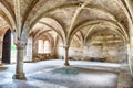 Interior view of the roofless Abbey of San Galgano, Italy