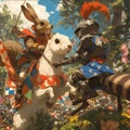 Chivalry in a Nutshell: Squirrel Jousting Fantasy Illustration