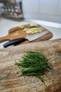 Chives sprouts and ginger, chopped Royalty Free Stock Photo