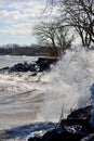 Chiwauke Park being pounded by Lake Michigan Waves