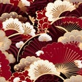 Chiyogami Splendor: Stylized Fans & Blossoming Cherries Pattern